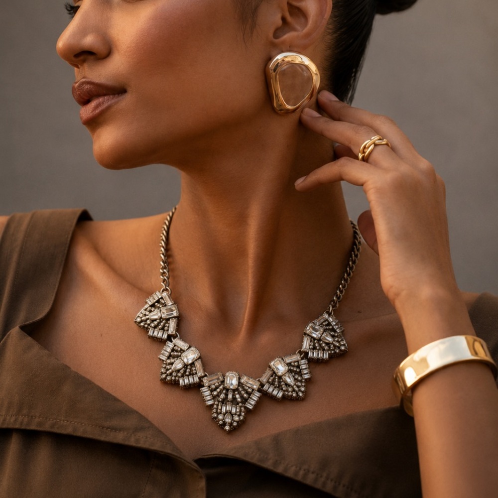 BaubleBar Art Deco or Galactic Statement Necklace